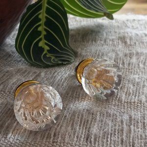 Two crystal clear cabinet/door/drawer/decorative knobs-NEW!